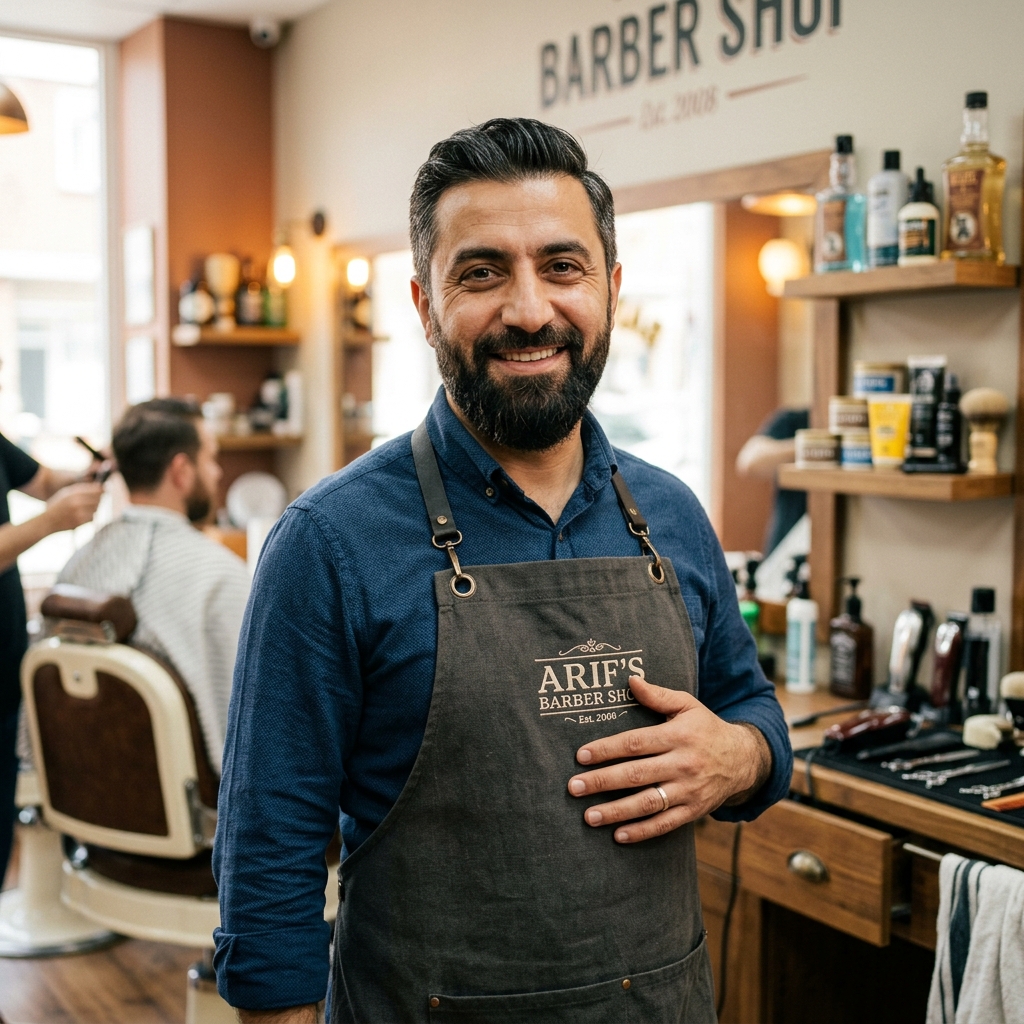 Arif, senior barber and shop co-owner