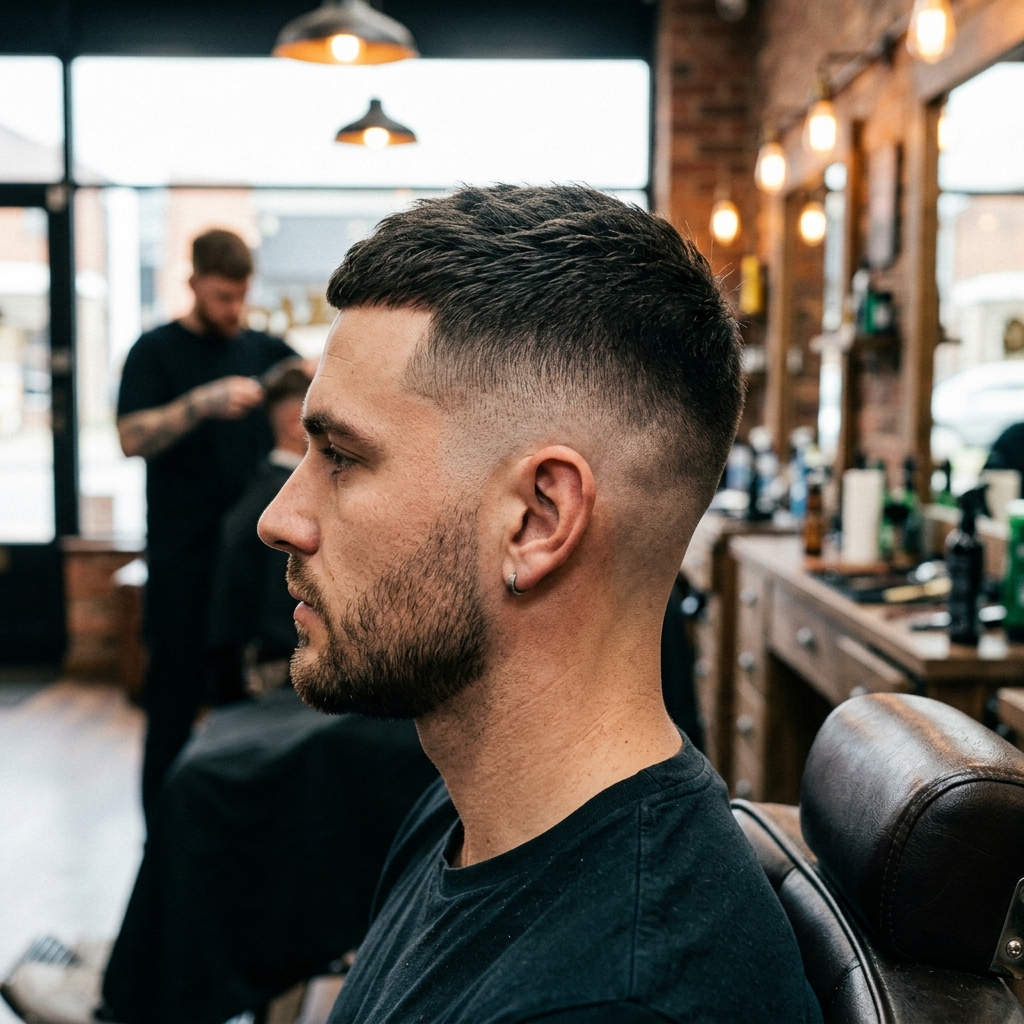 Sharp skin fade haircut side profile by Subhan