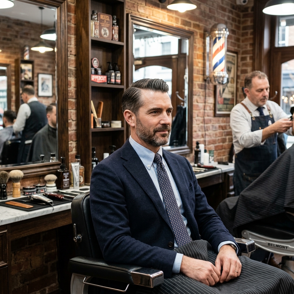 Neat classic gentleman scissor haircut by Arif