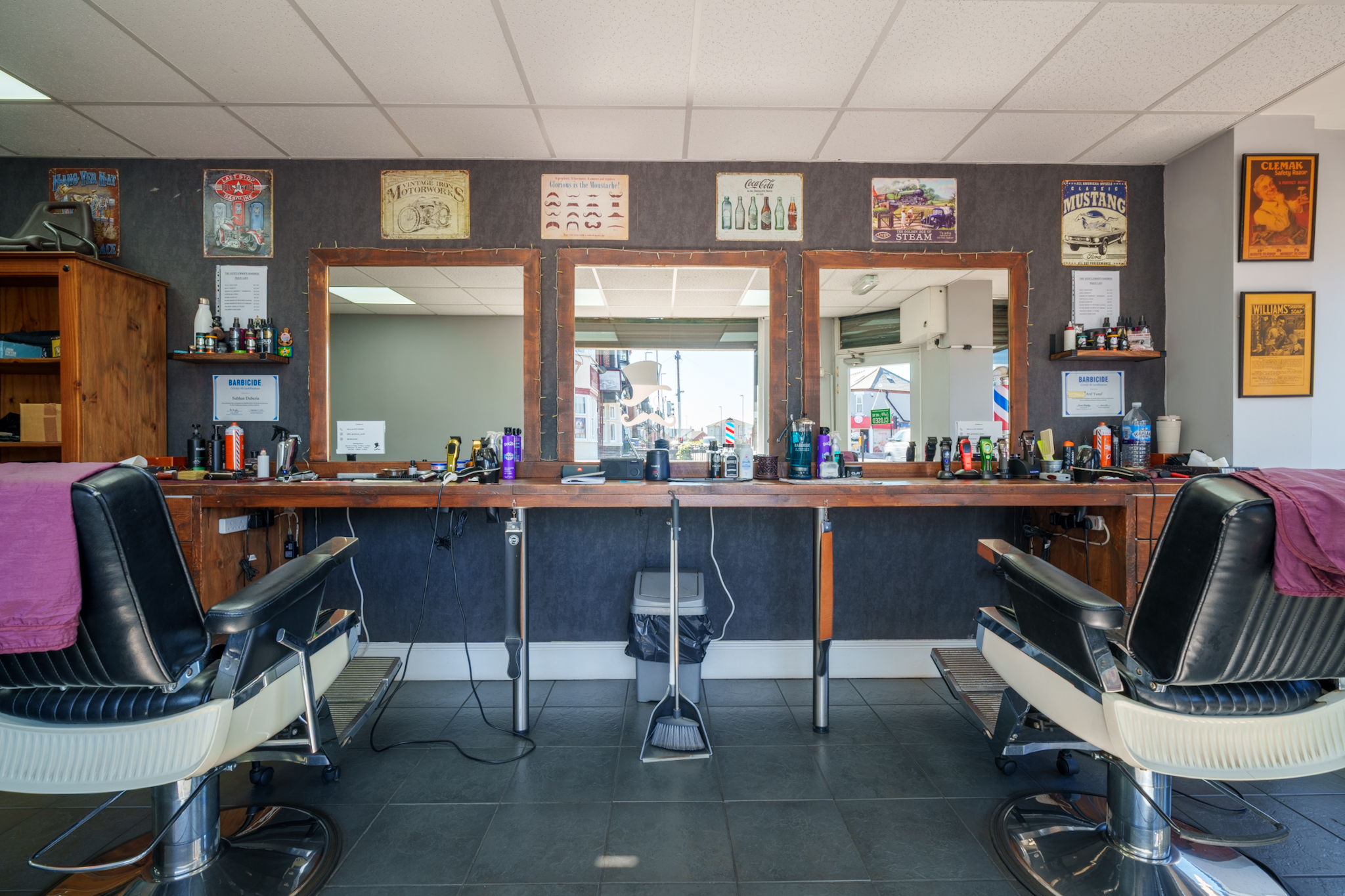Barber chairs and workstation inside The Gentlemen's Barber Coventry